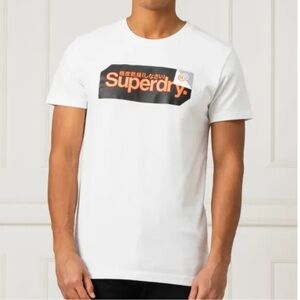 SUPERDRY Men’s Short Sleeve Logo T-shirt CORE Regular Fit White